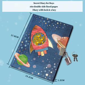 Carnet de notes secret Rocket Cute Diary avec serrure et clé, cadeaux <span class=keywords><strong>d</strong></span>'anniversaire pour garçons - Product Image 2