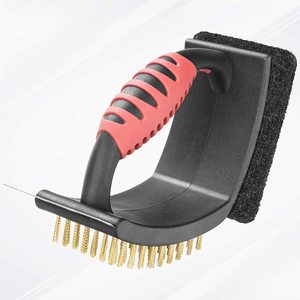 Hot Selling Metal BBQ Grill Brush 3 in 1 Cleaning Tool with Soft <b>Sponges</b> & Stainless Steel Scraper Heat Resistant - Product Image 4