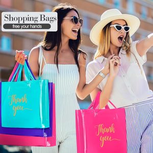 Thank You <b>Bags</b> 200 Pcs Plastic Opp <b>Bag</b> With Handle <b>Pink</b> Purple Blue <b>Hot</b> Stamping Retail Gift Packaging - Product Image 6