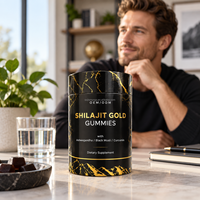 Gummies de Shilajit avec Ashwagandha et Gingembre pour l'énergie et la croissance musculaire des adultes, 2 par jour, flacon de 60 unités