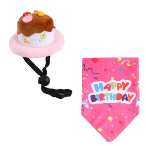 Venta al por mayor elegante de lujo moderno clásico Festival mascota cumpleaños traje gato y perro pañuelos con estampado pastel sombrero conjunto - Product Image 5