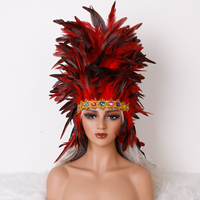 Accessoires de performance exotiques pour festival EDM, tenue de rave, costume de carnaval, coiffe unisexe avec grande couronne de plumes pour danseurs
