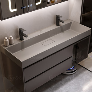 New modern smart storage <b>mirror</b> cabinet gray washbasin hot curved integrated basin defogger function - Product Image 6