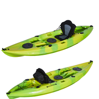 Bateau de pêche en plastique de 9,6 pieds, kayak/canoë de pêche, monoplace, à assise surélevée