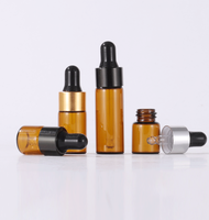 Vente en gros de flacons compte-gouttes en verre ambré de 1 ml, 2 ml, 3 ml, 5 ml, flacons vides pour huiles parfumées, échantillons de sérum avec compte-gouttes pour tests
