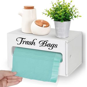Wooden Trash Bag Dispenser Wall Mounted Plastic Bag Roll Holder Garbage Bag Holder for Cabinet