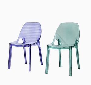 Chaise en cuir transparente de luxe léger, chaise de table pour salon de thé, chaise de salle à manger domestique, tabouret de maquillage, design Art Déco, forme ronde - Product Image 5