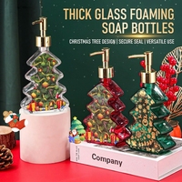 Distributeur de savon en verre de luxe en forme de sapin de Noël, flacon pompe à lotion, décoration de Noël, flacon en verre pour savon pour les mains et shampoing