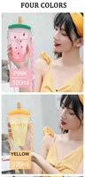 Creatieve Kawaii Ijslolly Fruitvormige Waterfles Voor Kinderen Bpa Materiaal Met Rietje Riem Schattige Ijslollybekers