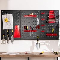 Panneau de rangement pour la maison 48 ''x 24'' en métal avec porte-outil, crochet et support de rangement 28Pcs Kit d'outils utilitaires muraux pour garage