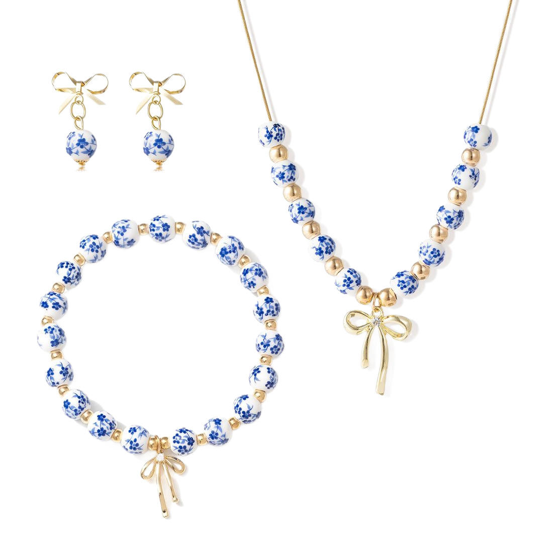 Blue and white porcelain set