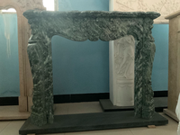 Cheminée en marbre sur mesure, moderne, sculptée à la main, luxe, en marbre Verde Alpi, avec manteau de cheminée en marbre