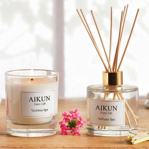 AIKUN Eco Friendly Long Lasting Glass Bottle <b>Reed</b> <b>Diffuser</b> Scented Candle Linen Spray for Home Bedroom Office Wholesale Gift - Product Image 1
