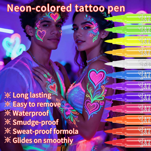 8 Rotuladores de Pintura Corporal Permanente que Brillan en la Oscuridad, Pintura Facial UV Neón, Marcadores de Tatuajes, Esenciales para Festivales, Pascua - Product Image 6