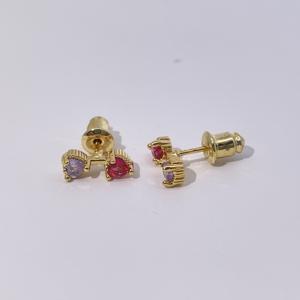 ต่างหูเพชรทรงเรขาคณิตแบบคลาสสิก ชุบทองเหลือง ประดับเพชรซิคอนสีแดงและสีขาว สำหรับผู้หญิง จาก Tianyu Gems - Product Image 2