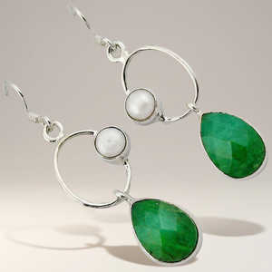 Latest 925 Sterling <b>Silver</b> Green Emerald Gemstone Drop <b>Earrings</b> Ethnic Style <b>Wedding</b> Party Gift for Women - Product Image 3