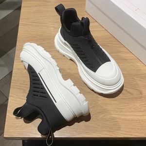 Designer Inspired Black White Zip-Up Platform Sneakers, 2026 New Luxury Chunky Casual Shoes - Product Image 2