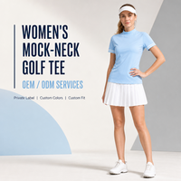 Polo de golf personnalisé pour femme, col montant, manches courtes, respirant, toucher frais, poignets rayés, haut de sport performant