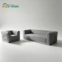 Sofá Tapizado de Lujo con Patas de Metal Plateado y Tela de Tapicería Personalizada, en Oferta, para Sala de Estar Moderna, Decoración de Interiores del Hogar