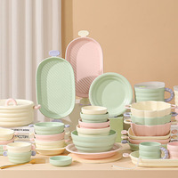 Assiettes de petit-déjeuner, plats à gratin et plateaux de cuisson en céramique solide de style macaron à deux poignées, série Candy, design moderne et minimaliste