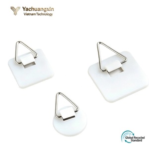 White Square <b>Plastic</b> Slip <b>Hooks</b> With Metal Triangular Hangers For Picture Hanging - Product Image 5