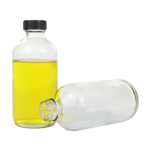 Mini bouteilles de jus de boisson rondes en verre Boston transparentes de 4oz 120ml vides avec couvercles vente en gros - Product Image 2