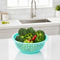 Panier égouttoir empilable en plastique PP à motif floral, égouttoir à vaisselle perforé pour le lavage des légumes et le drainage en cuisine