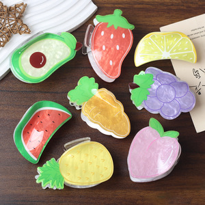 Bán Hàng Nóng Màu Sắc Trái Cây Loạt Phác Thảo Và Dòng Tóc Claw Nho Đào Chanh Phim Hoạt Hình Vá Acrylic Clip Lông Phụ Nữ - Product Image 2