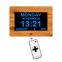 Pro 7 "Jam dewasa analog, alarm analaog kayu pengingat obat alarm kustom DST otomatis