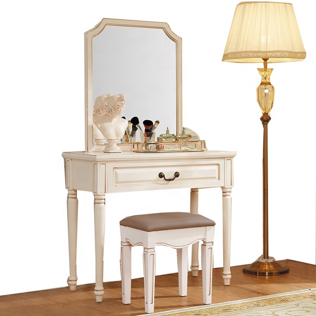 white christmas dresses Stylish Compact Dressing Table with Chair and Stools main image 1