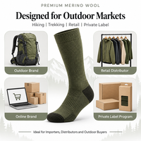 Chaussettes de compression de randonnée en laine mérinos OEM personnalisées 15-20 mmHg, fabricant de chaussettes d'extérieur, logo personnalisé, marque privée