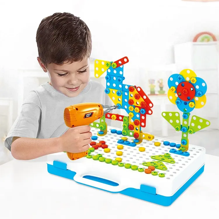 2023 hot sale 3D electric drill screw mosaic puzzle educational toys for kids