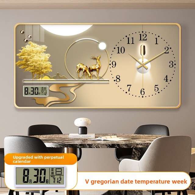 Perpetual Calendar Crystal Porcelain Electronic Wall Clock Analog Digital Display Punch-Free Mute Feature Green Eco-Friendly