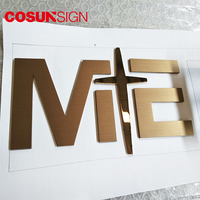 Lettres murales en acier inoxydable, découpe laser à plat, laiton rustique, 3d