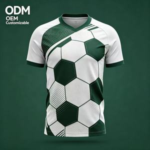 Maillot de football/soccer pour hommes, personnalisé avec logo imprimé sur le devant, respirant, séchage rapide, 100% polyester, imprimé par transfert thermique - Product Image 1