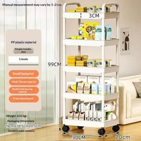 Petit chariot de rangement en plastique moderne sur pied, étagère multi-niveaux pour fruits et légumes de cuisine, panier pliable pour salle de bain