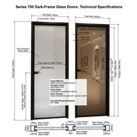 Puerta de Baño de Aluminio Impermeable al Por Mayor con Vidrio Esmerilado para Proyectos de Apartamentos Modernos, Precio de Fábrica, Suministro al Por Mayor