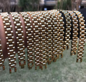 Collana con Cornice Rollie in Acciaio Inox Placcato Oro Design Classico <span class=keywords><strong>per</strong></span> Donna e Uomo Gioielli Bracciale a Catena Cubana - Product Image 1