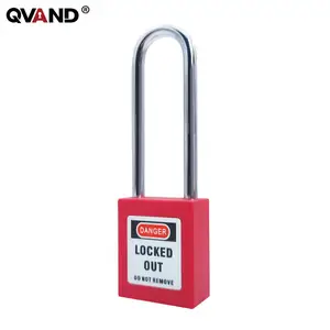 QVAND 76mm Red LOTO Safety Padlock Lockout Tagout Steel Shackle Nylon Body Red Keyed Alike