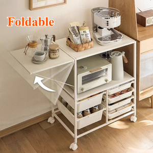 Étagère de rangement de cuisine multifonctionnelle <span class=keywords><strong>avec</strong></span> plateau coulissant, <span class=keywords><strong>chariot</strong></span> de rangement mobile à plusieurs niveaux pour <span class=keywords><strong>four</strong></span> à micro-ondes - Product Image 2