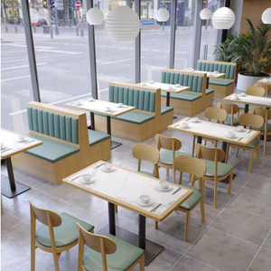 Ensemble de mobilier commercial de style moderne et épuré pour <span class=keywords><strong>restaurant</strong></span>, comprenant un banquette en cuir personnalisable, une chaise et une table pour le thé de l'après-midi. - Product Image 4