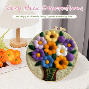 Cho chenistory handmade len kim cảm thấy bức tranh kit hoa và động vật mô hình Starter <span class=keywords><strong>DIY</strong></span> Bộ dụng cụ trên vải cơ sở - Product Image 5