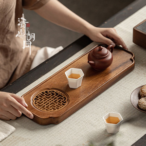Chinese Style Walnut Wood <b>Tea</b> <b>Tray</b> With Drainage For Kung Fu <b>Tea</b> Set Small Household Use - Product Image 2