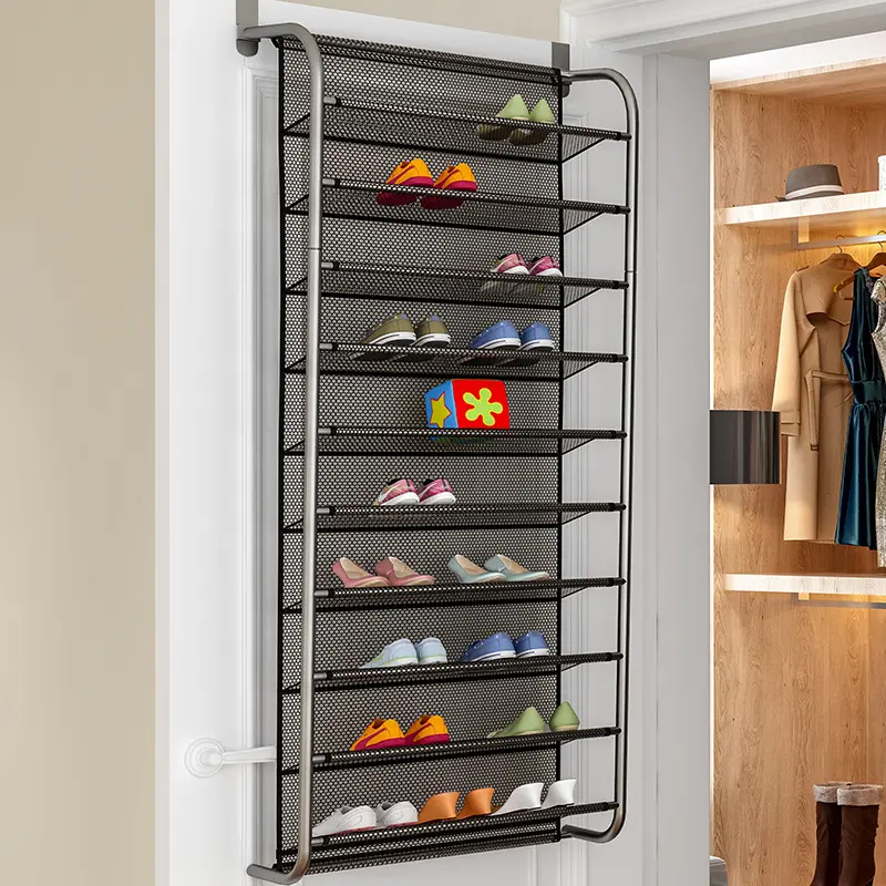 10-Tier Shoe Rack Over The Door Shoe Organizer Strong Metal Hooks For Closet Pantry Shoes Rack Hanging Storage Shelf