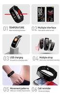 Reloj de pulsera inteligente C6T, rastreador de salud física con control de la temperatura corporal, pulsera impermeable operada por Android