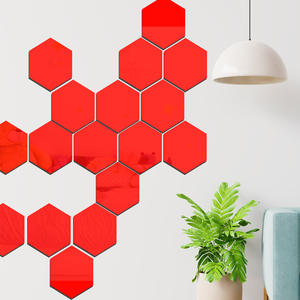 En gros 1mm D'épaisseur HD Acrylique Miroir Stickers Muraux Coloré Argent Noir Forme Hexagone Plusieurs Tailles Pas Fragile Beaux Miroirs - Product Image 5