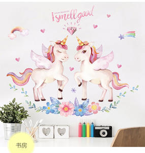 Autocollant mural coloré <span class=keywords><strong>licorne</strong></span> personnalisé, étiquette personnalisée avec nom, thème monogramme en vinyle, papier peint pour <span class=keywords><strong>chambre</strong></span> d'enfant, bébé, <span class=keywords><strong>chambre</strong></span> d'enfant, nouvelle collection - Product Image 4