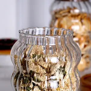 Küchen-Glaswaren Glas Kürbis Aufbewahrungsflasche Gläser und Holzdeckel für Haus Restaurant Hotelgebrauch