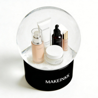 Globo de Nieve Blanco Personalizado de Resina para Cosméticos, Set Completo de Belleza, para Eventos de Lanzamiento de Marca, Regalos VIP, Exhibición en Tiendas