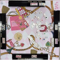 Coffret de Mahjong de Noël en Acrylique 160 Pièces, Mini Voyage 4 Couches, Gnome Américain de Noël, Luxe pour Fêtes et Divertissement